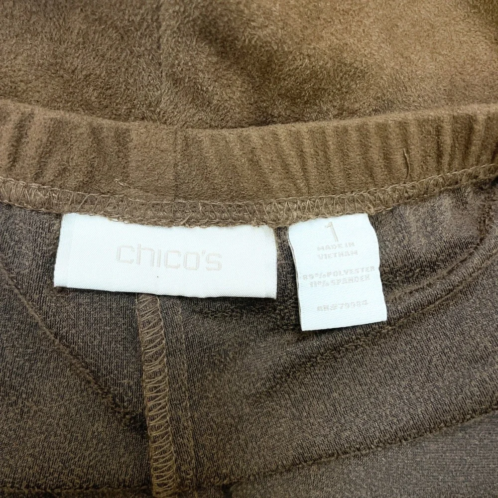 Chico's Women's Brown Faux Suede Elastic Waist Slim Leggings Size 1,‎ Medium